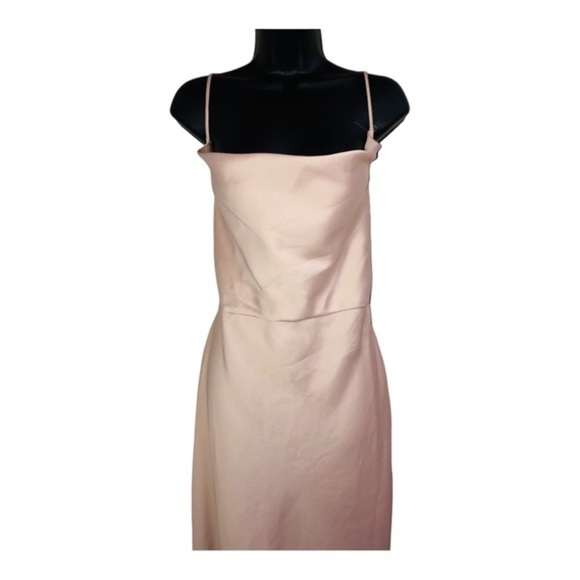 Taylor champagne light pink spaghetti strap cowlneck silk look maxi gown size 16 - Picture 9 of 13